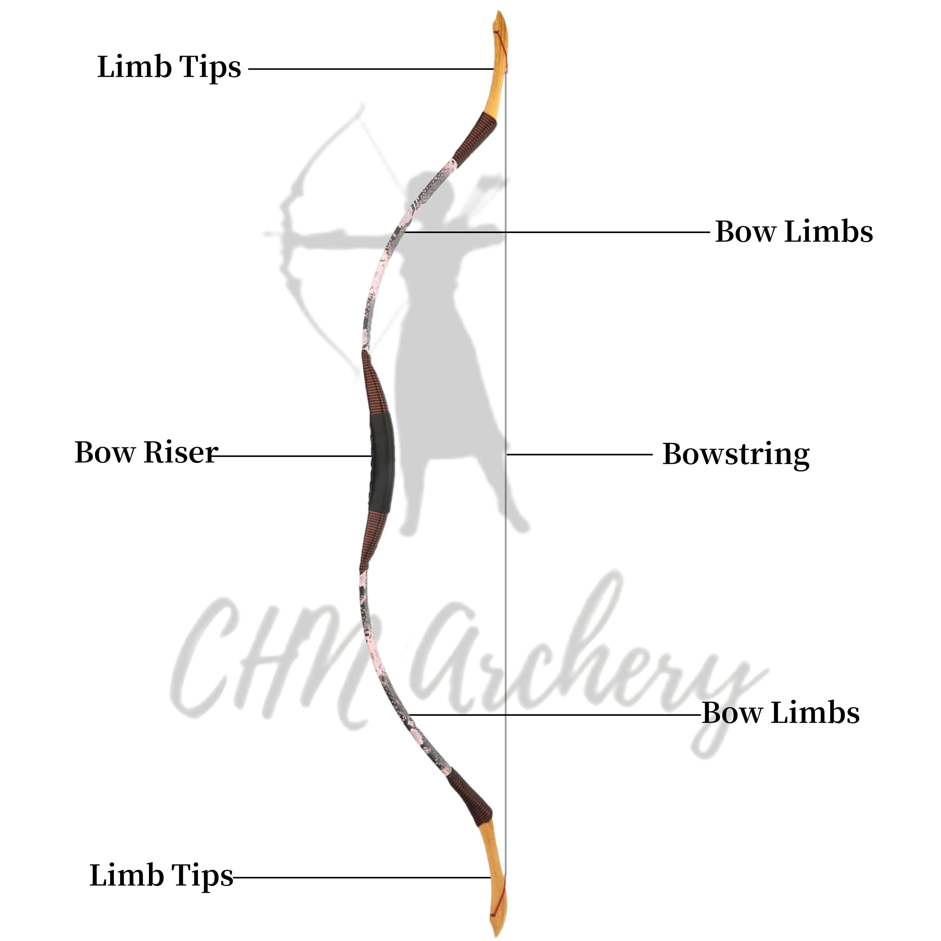 Leather-Wrapped Mongolian Horsebow for Kids and Adults, 20-50 lbs