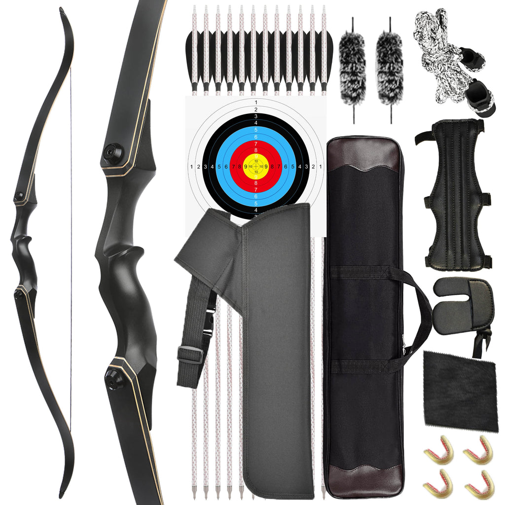 60" Archery Recurve Bow 25-65lbs Shooting Bow RH Hunting