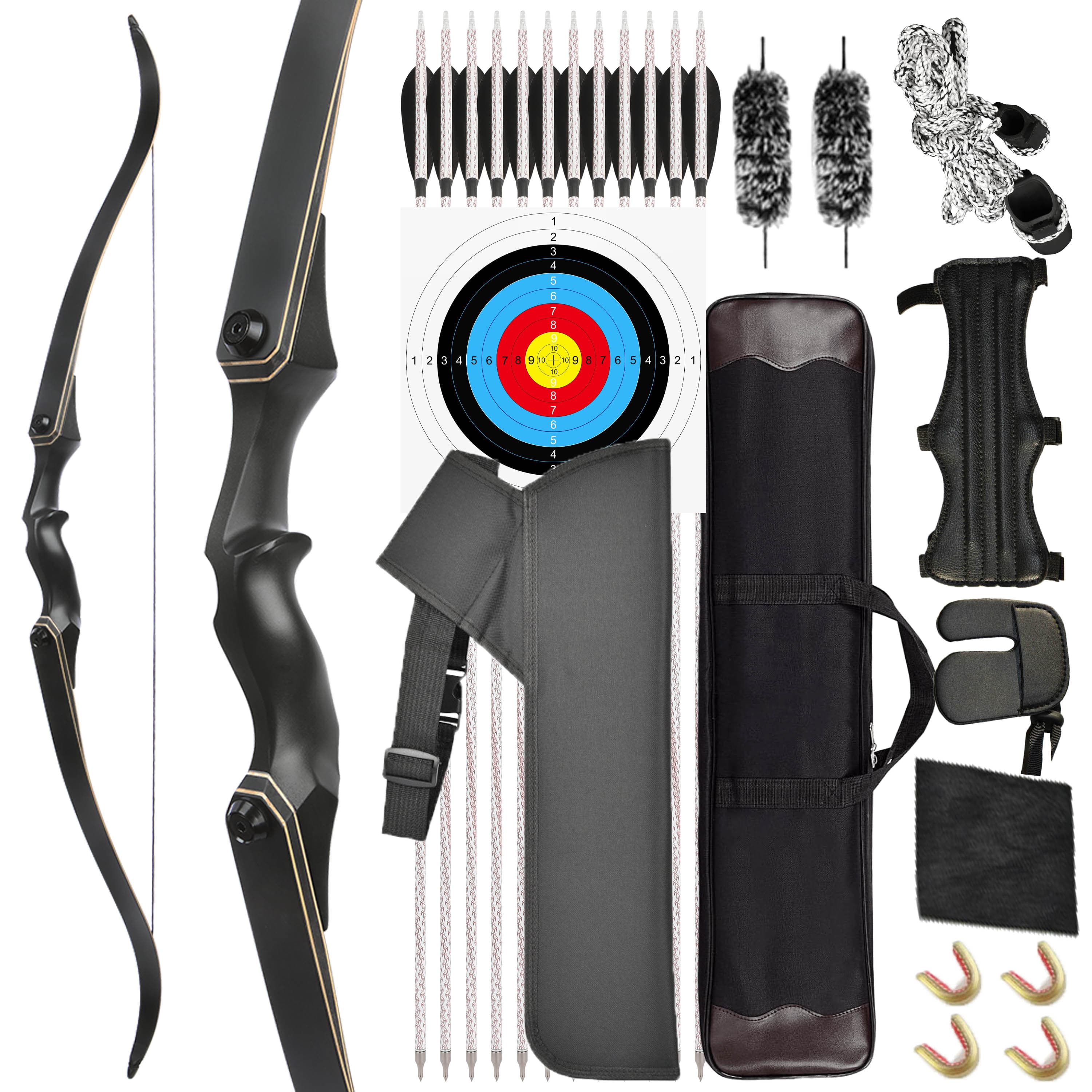 60" Archery Recurve Bow 25-65lbs Shooting Bow RH Hunting
