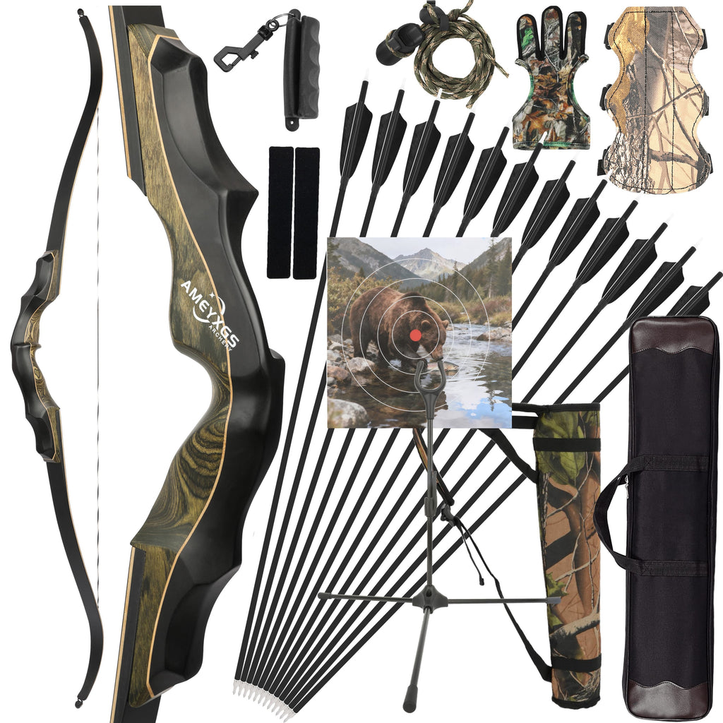 20-55lbs Longbow 62" Archery RH Takedown Hunting Bow