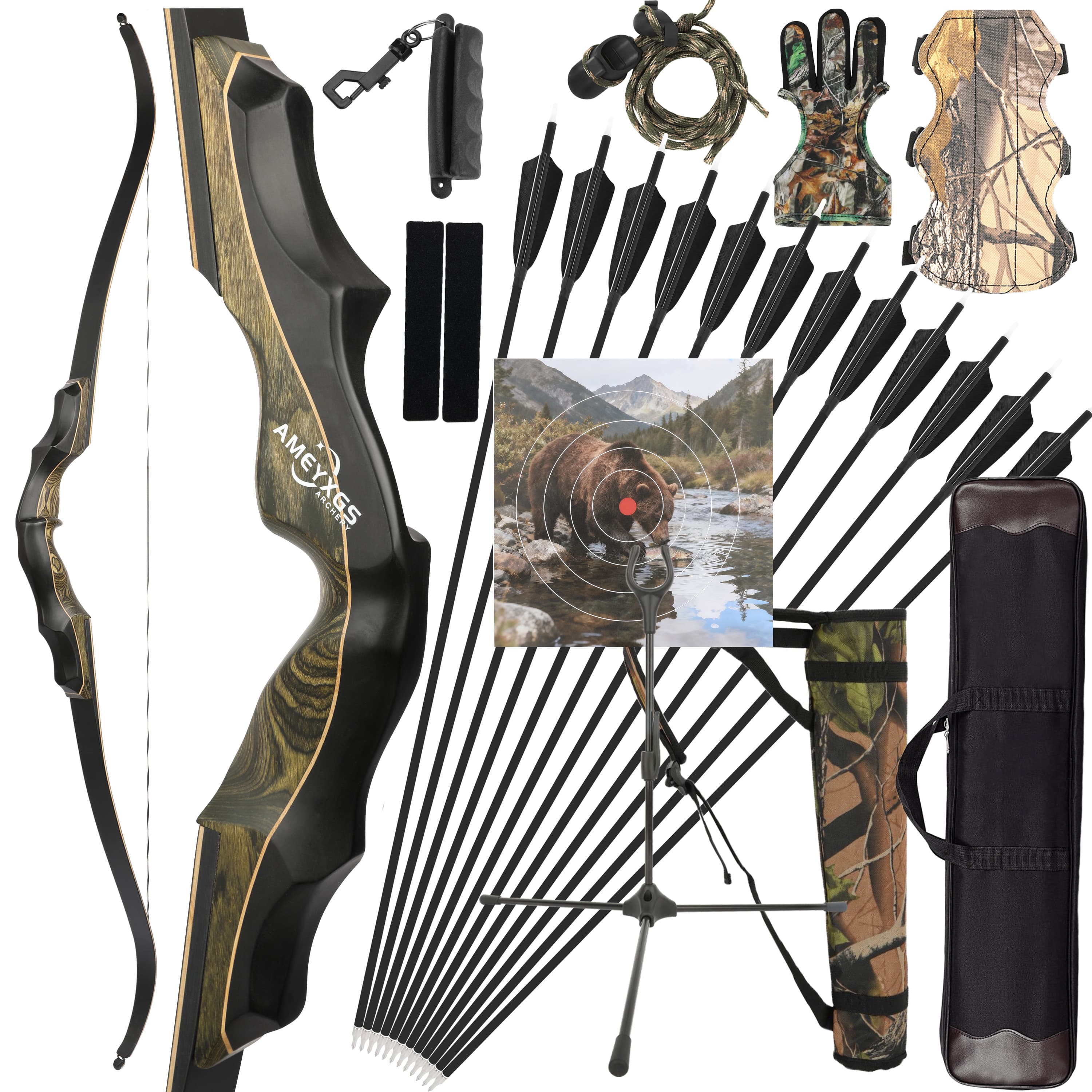 20-55lbs Longbow 62" Archery RH Takedown Hunting Bow