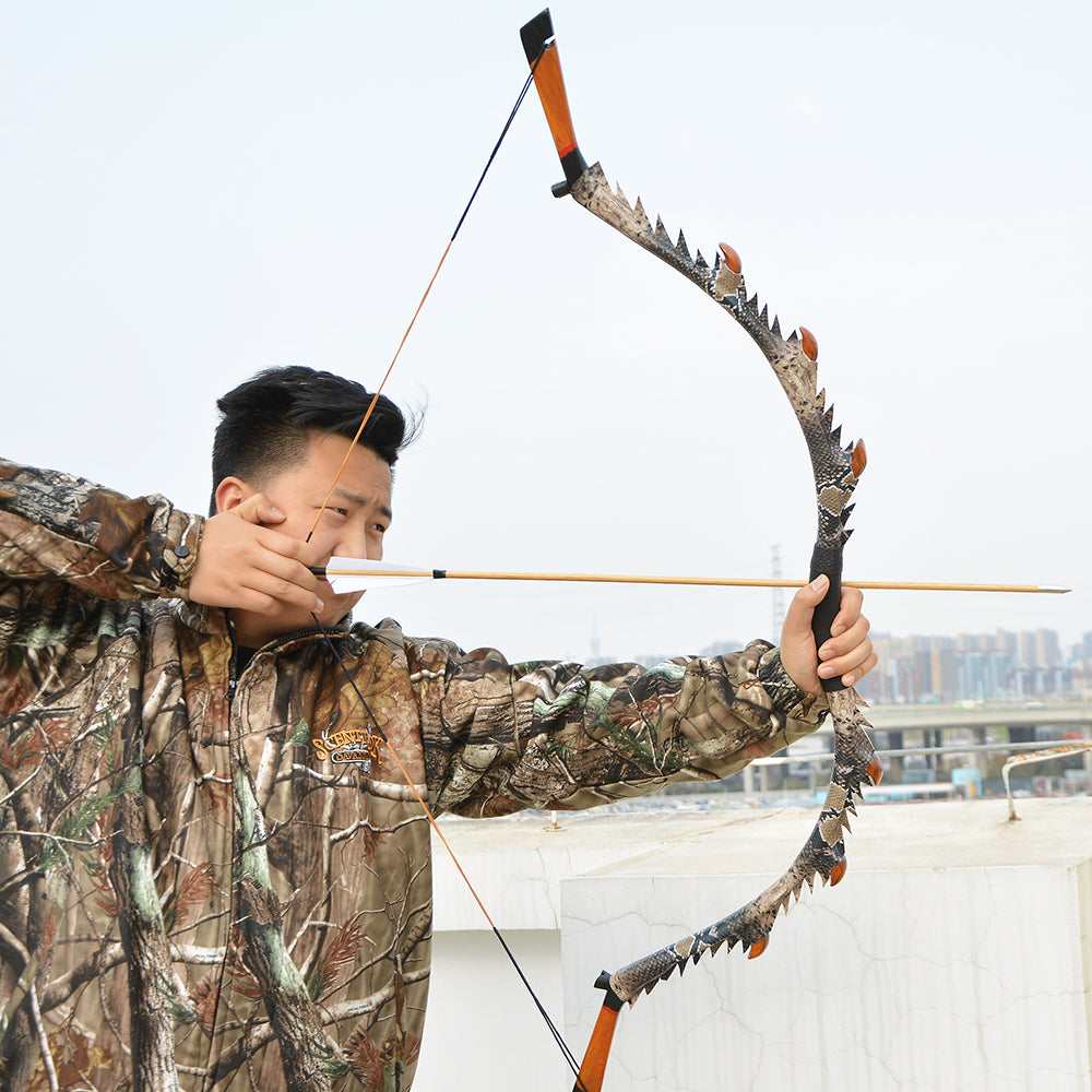 35/45/55lbs Recurve Bow Kit Wooden Hunting Split Bow