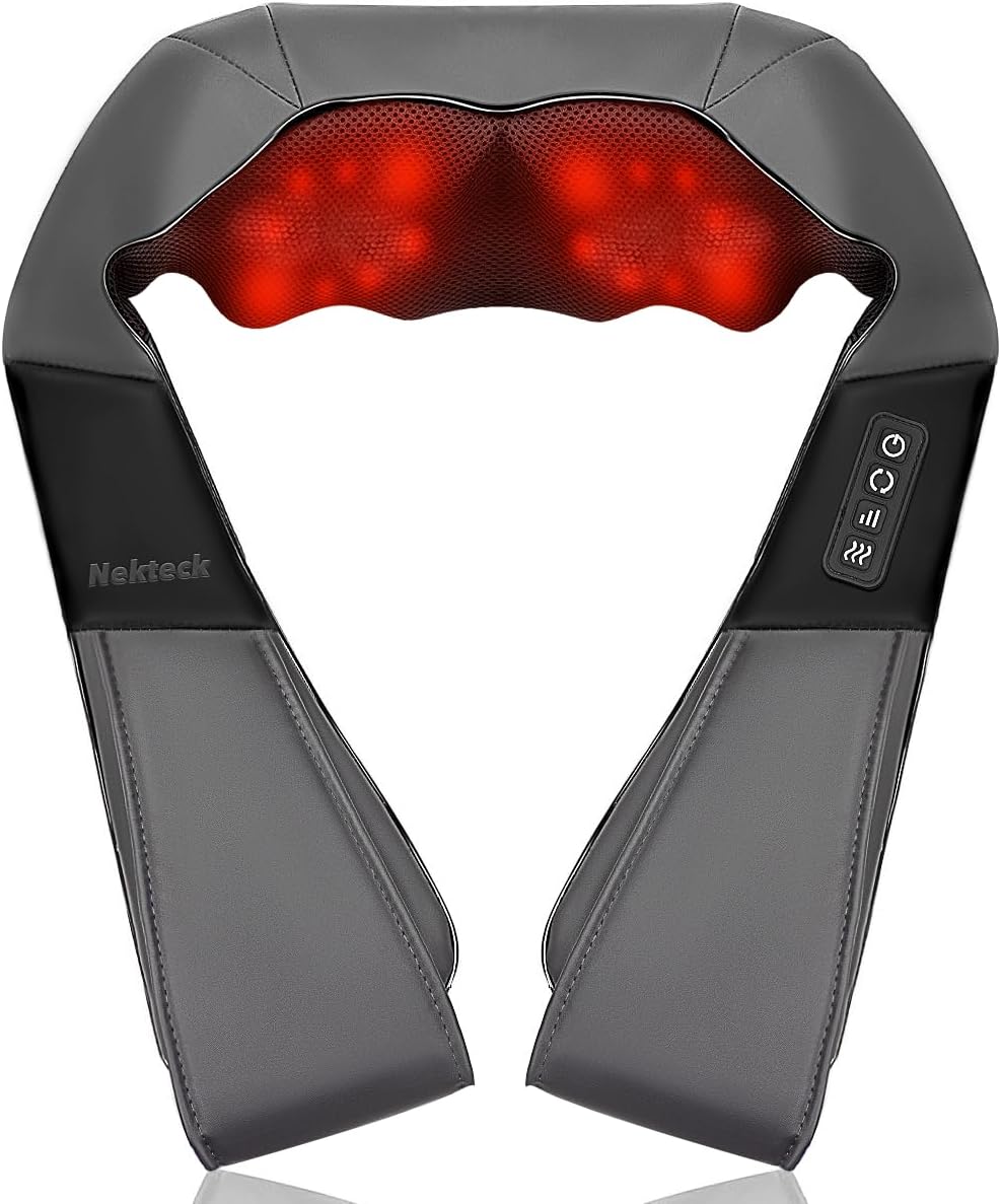Shiatsu Neck Massager with Heat for Pain Relief, NOT Cordless | 2026 Upgraded 3D Back Shoulder Kneading Massage Pillow, 3 Intensity Speeds Deep Tissue, Relaxation Gifts for Men Women, Black