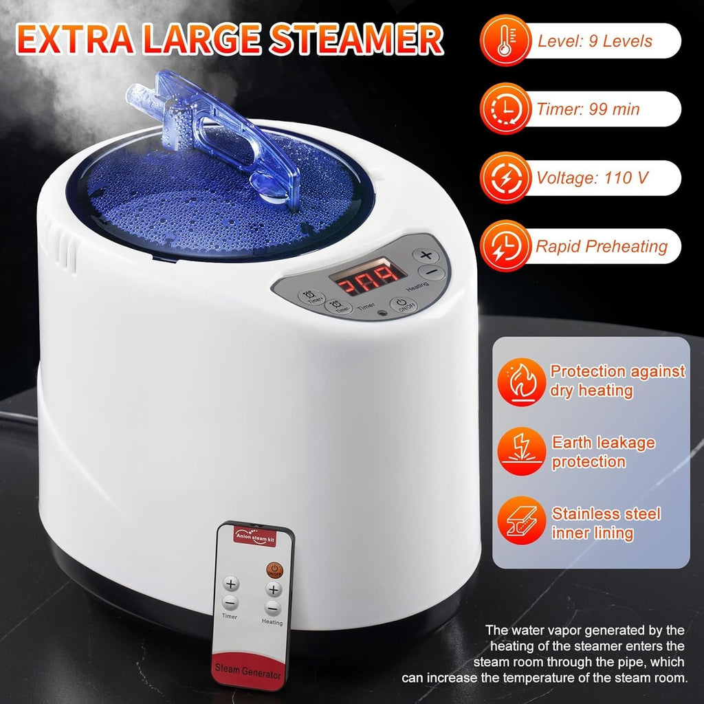 Upgraded Portable Sauna for Home，Relaxation, Steam Sauna for Home with Steamer, Remote Control, Folding Chair, 9 Levels
