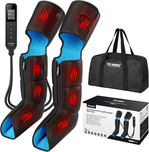 Air Compression Leg Massager with Heat and Compression for Circulation and Pain Relief, Full Leg & Foot Massager for Swelling Edema RLS with Pressure Sensor LCD Display for Dad Mom Wife