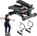 Sunny Health & Fitness Mini Stair Stepper w/Resistance Bands for Home Gym | Full Body Cardio, Adjustable Step Height, Hydraulic Resistance, LCD Meter, No Assembly, 300 lb Capacity, SunnyFit App