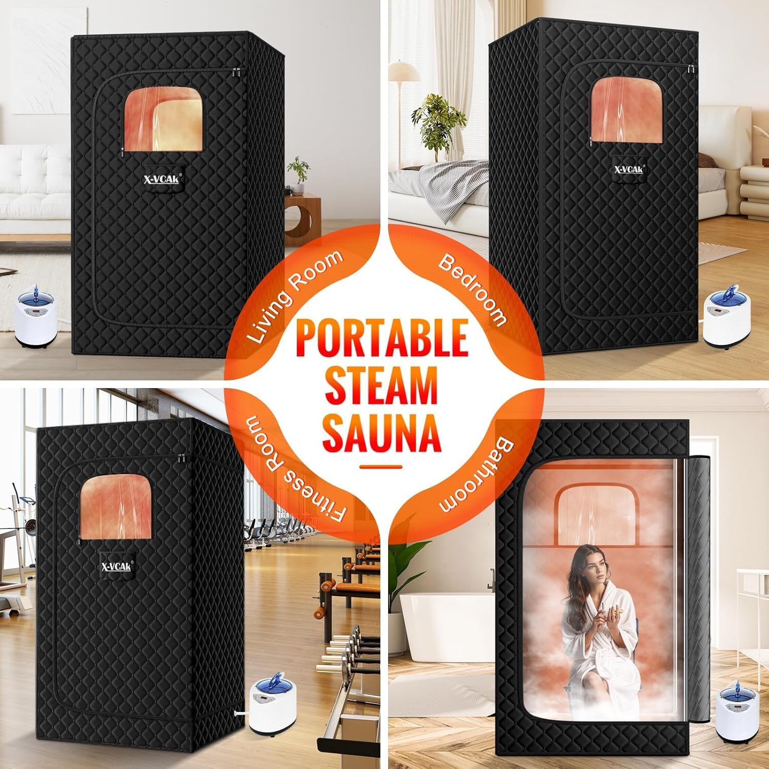 Upgraded Portable Sauna for Home，Relaxation, Steam Sauna for Home with Steamer, Remote Control, Folding Chair, 9 Levels