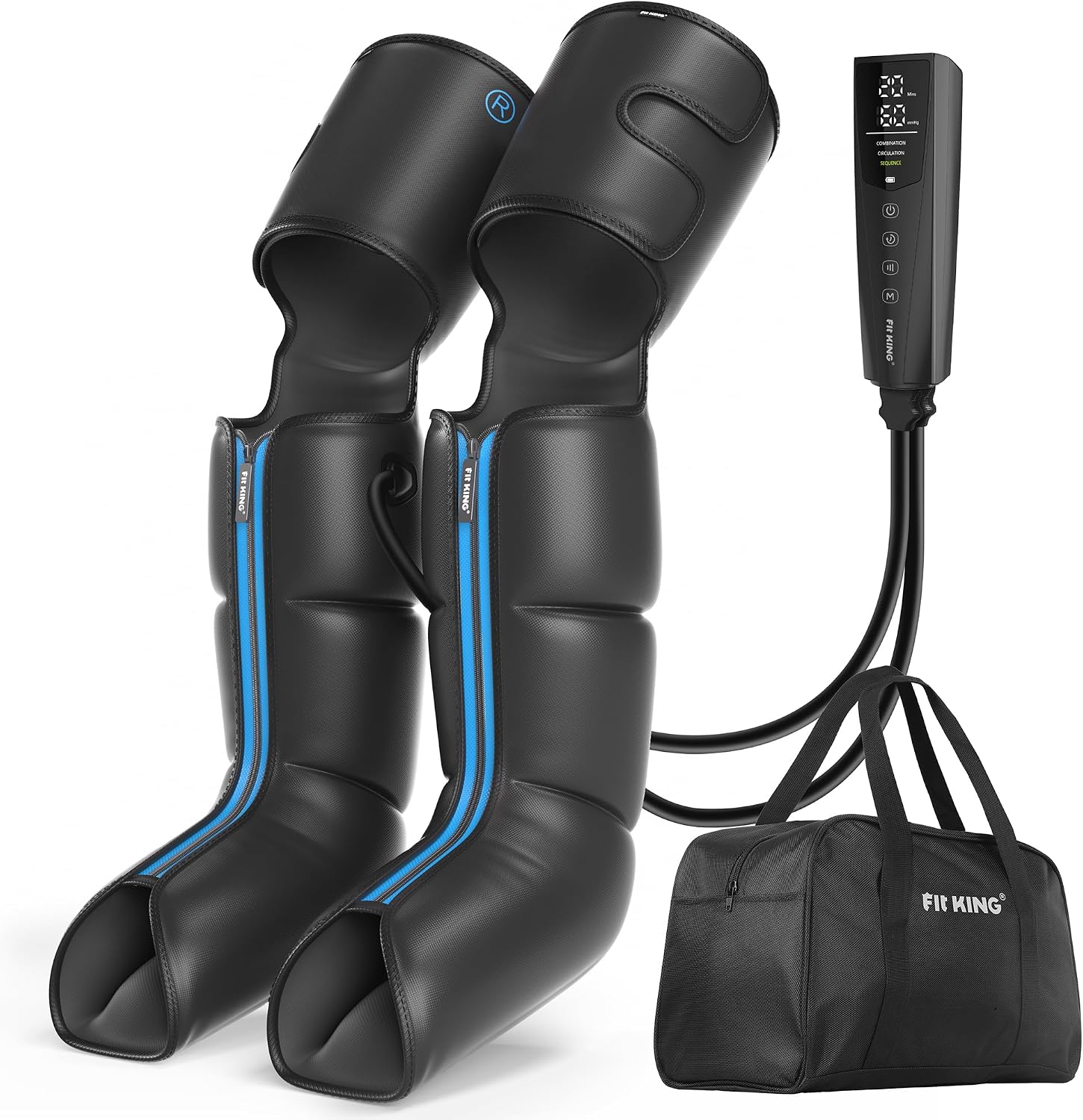 Air Compression Leg Massager with Heat and Compression for Circulation and Pain Relief, Full Leg & Foot Massager for Swelling Edema RLS with Pressure Sensor LCD Display for Dad Mom Wife