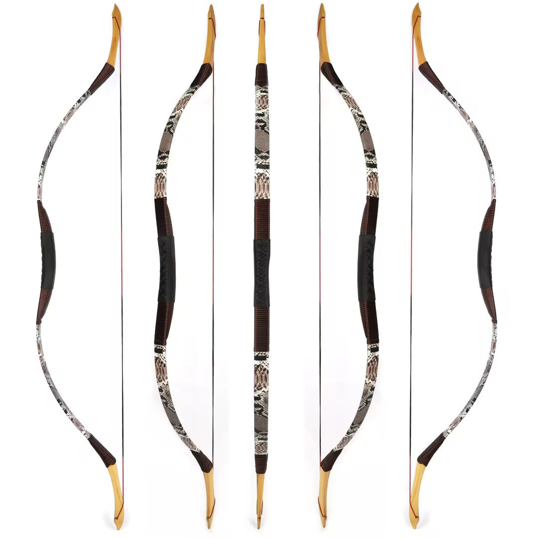 Leather-Wrapped Mongolian Horsebow for Kids and Adults, 20-50 lbs