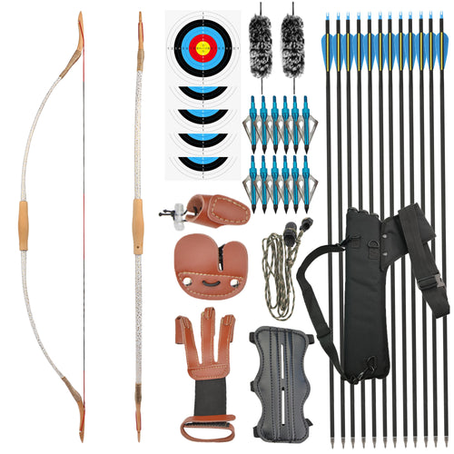 20-40lbs Archery Traditional Bow 53" Takedown Hunting Bow L/RH